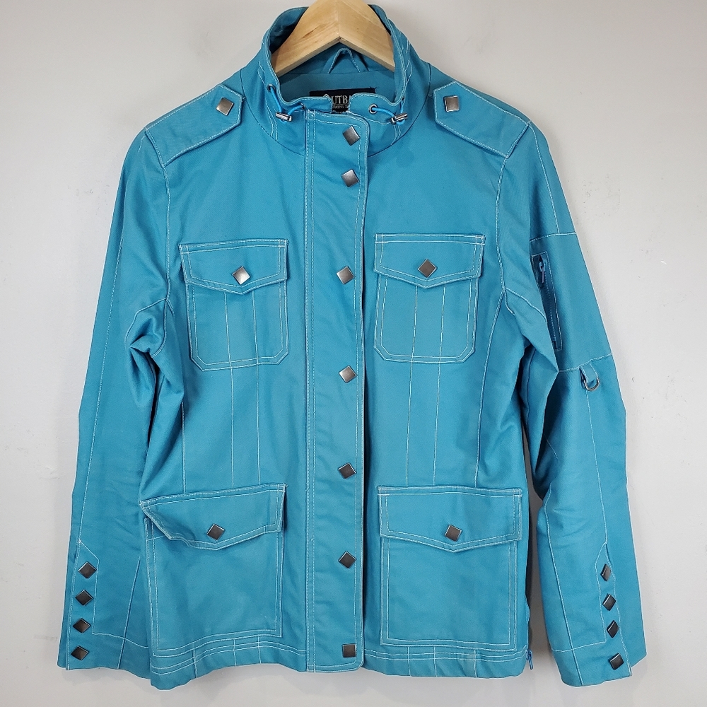 Outback Trading Co Blue Western Rodeo Diamond Snap Front Jacket Small Womens